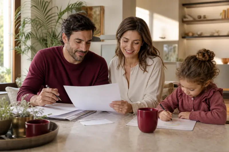 Famiglia nella nuova casa acquistata con un mutuo